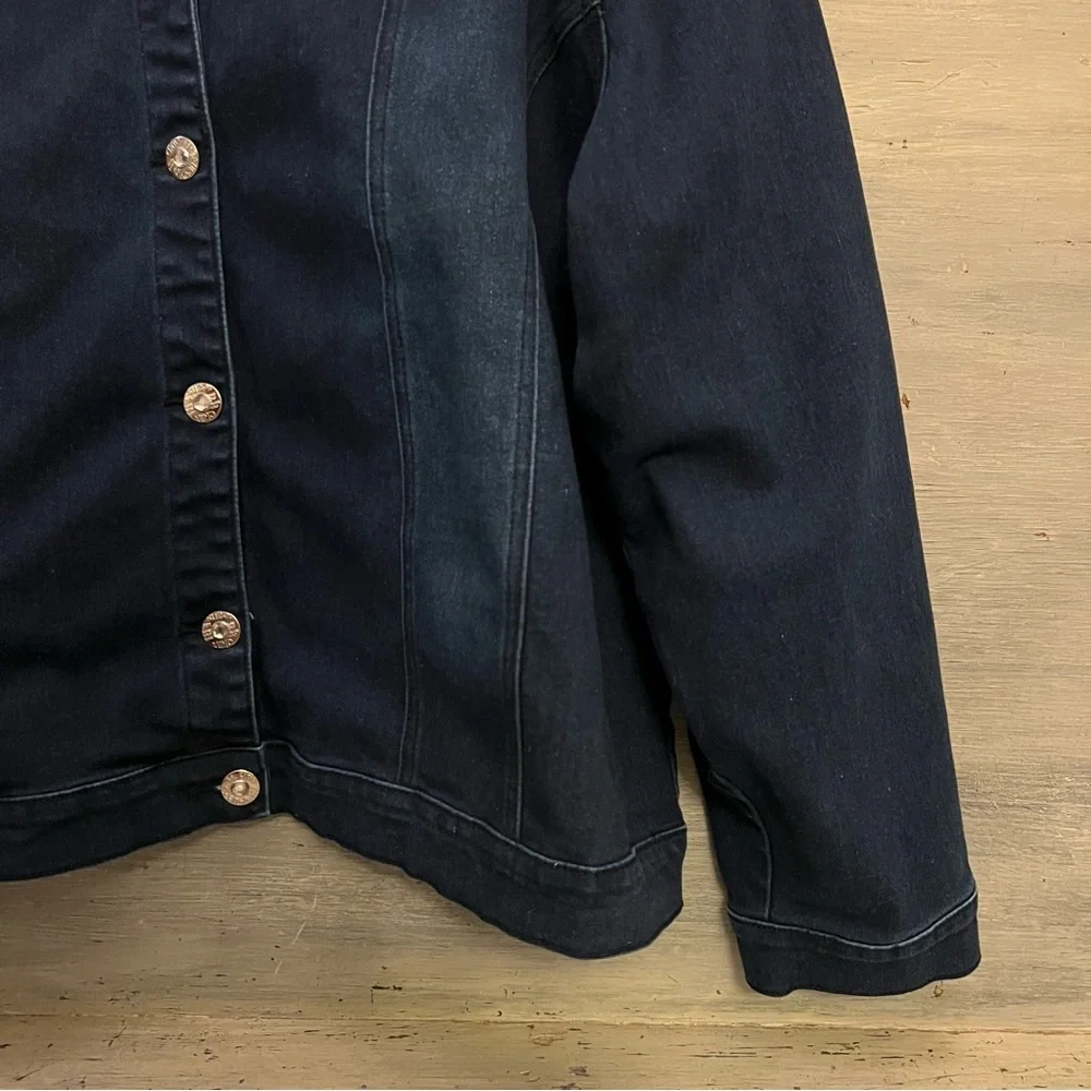 dkin Jeans Dark Wash Studded Denim Jean Jacket 3X‎ Good Condition